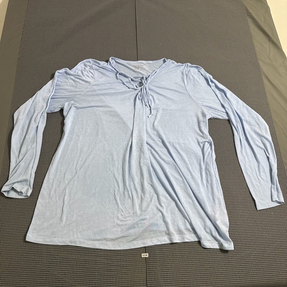 Marc New York Performance Womens M Light Blue Lace-Up Long Sleeve Top